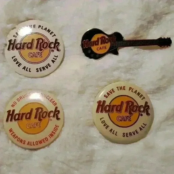 Vintage Hard Rock Cafe Buttons and Pin - Picture 1 of 8